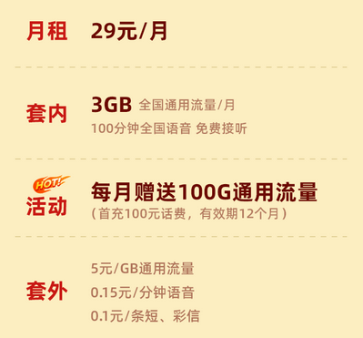 联通29元流量王特惠版资费截图