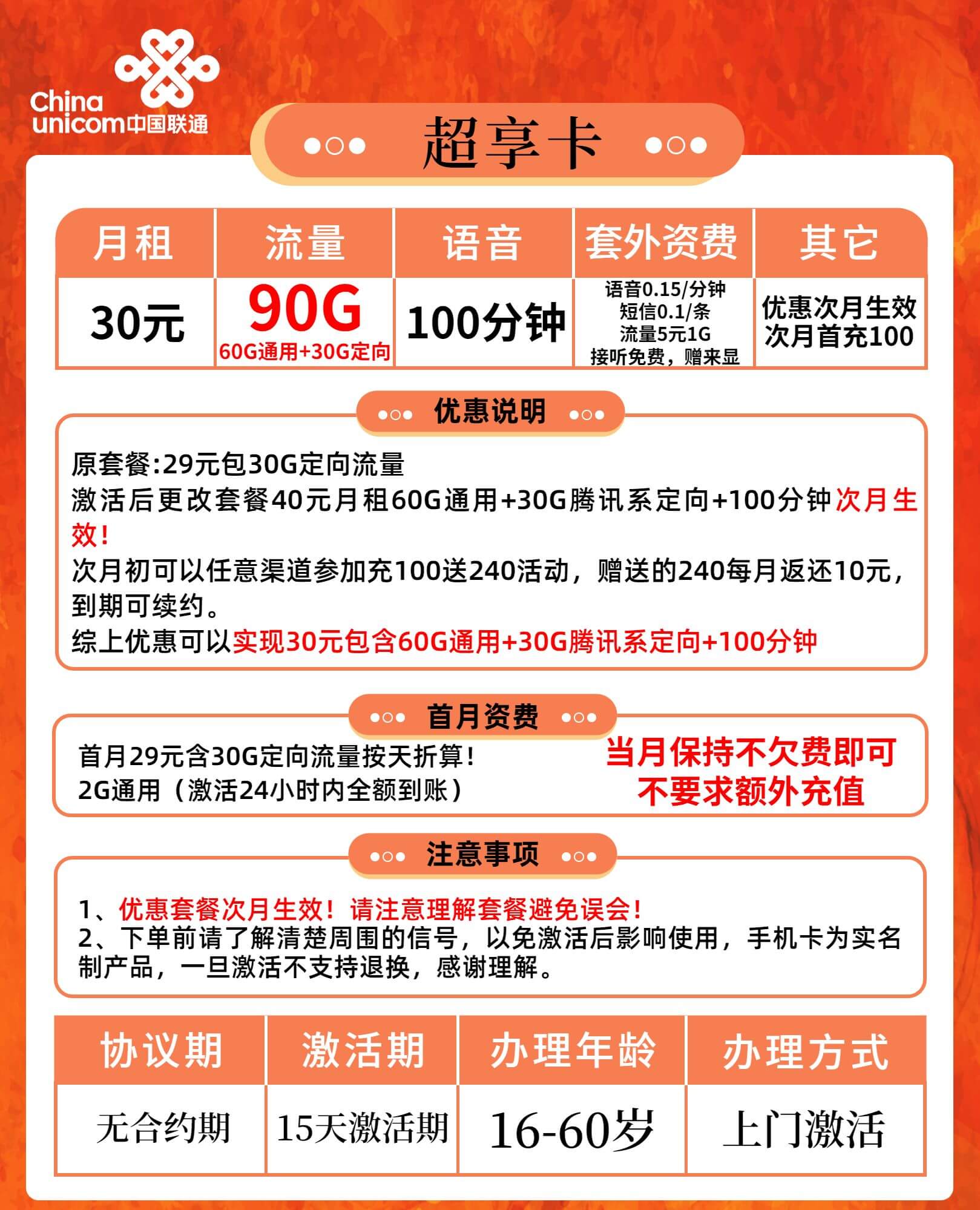 联通超享卡套餐截图